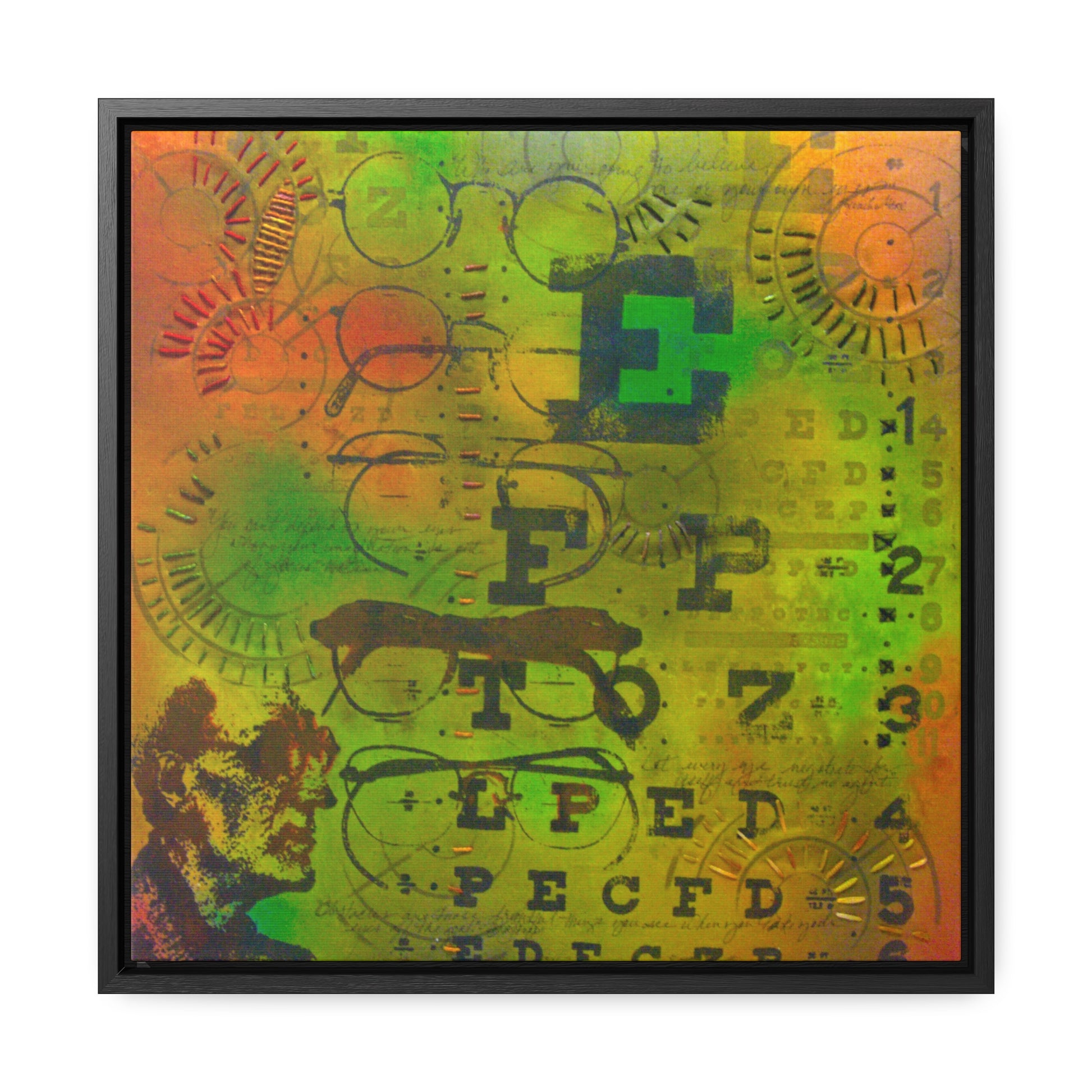 Eye Exam - Framed Gallery Canvas Wrap - Sanctus Art Gallery