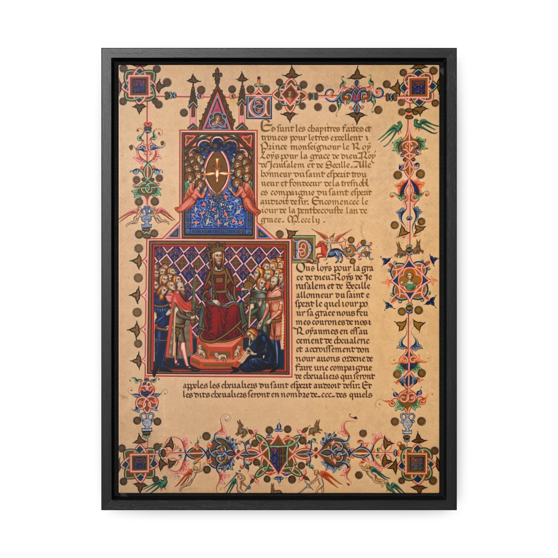 Holy Trinity Manuscript Plate II Framed Canvas - Sanctus Art Gallery