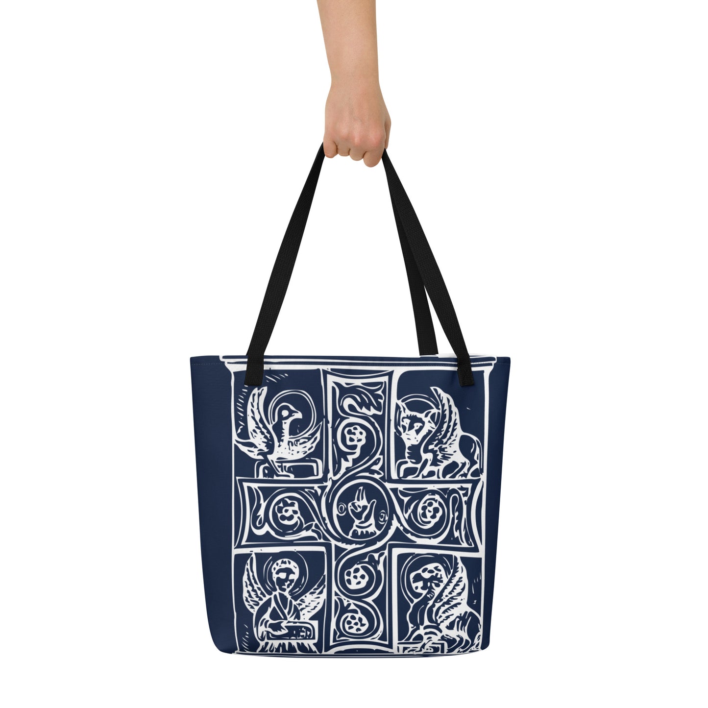 Sacred Tetramorph - Large Tote Bag w/pocket - Sanctus Art Gallery