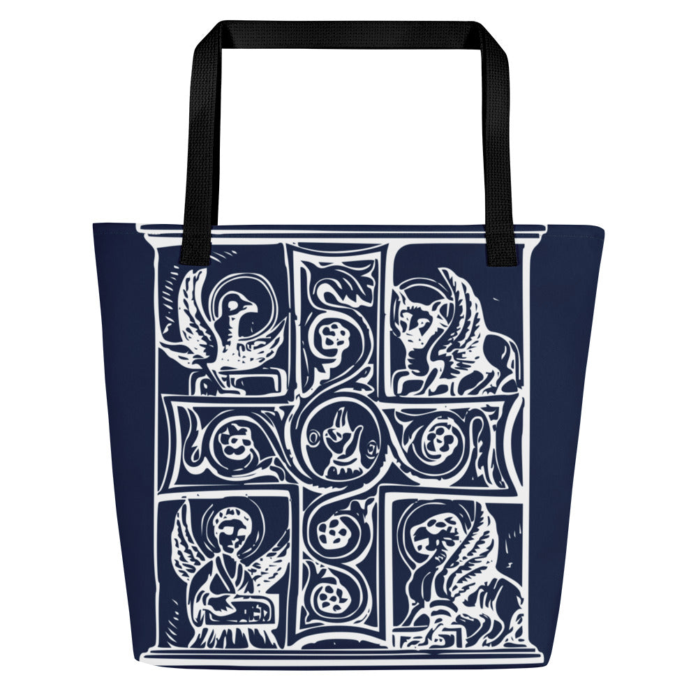 Sacred Tetramorph - Large Tote Bag w/pocket - Sanctus Art Gallery