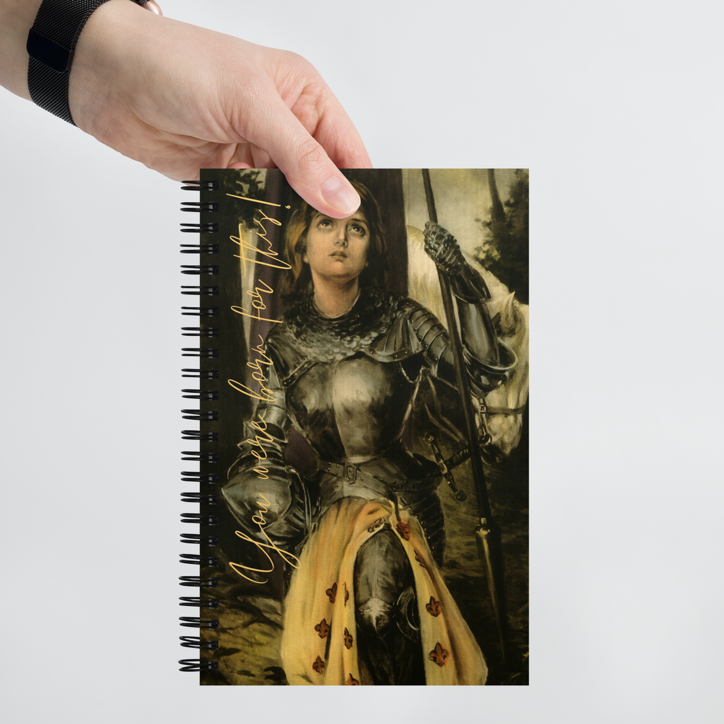 St Joan of Arc with Text Spiral Notebook - Dotted Paper - Studio Lams Creative Collective