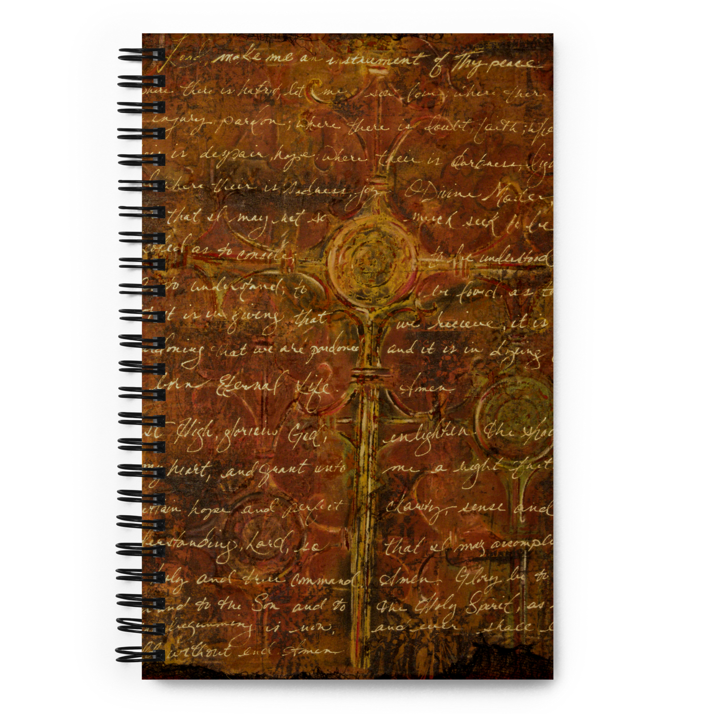 St Francis Prayer Fiber Art Spiral Notebook - Dotted Paper - Studio Lams Creative Collective