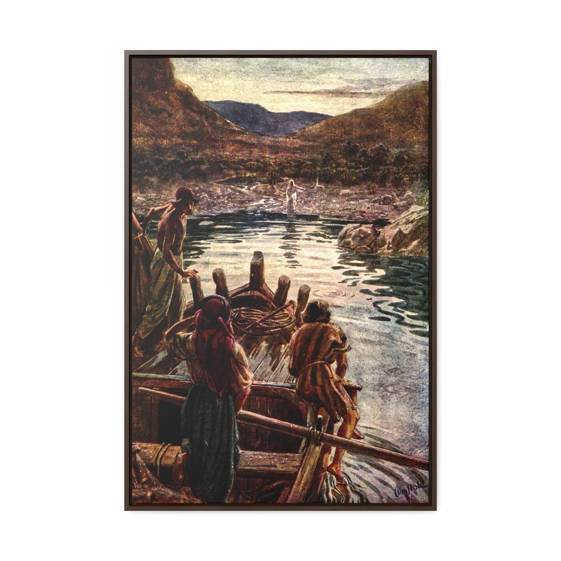 Jesus on the Shore Framed Canvas - Sanctus Art Gallery