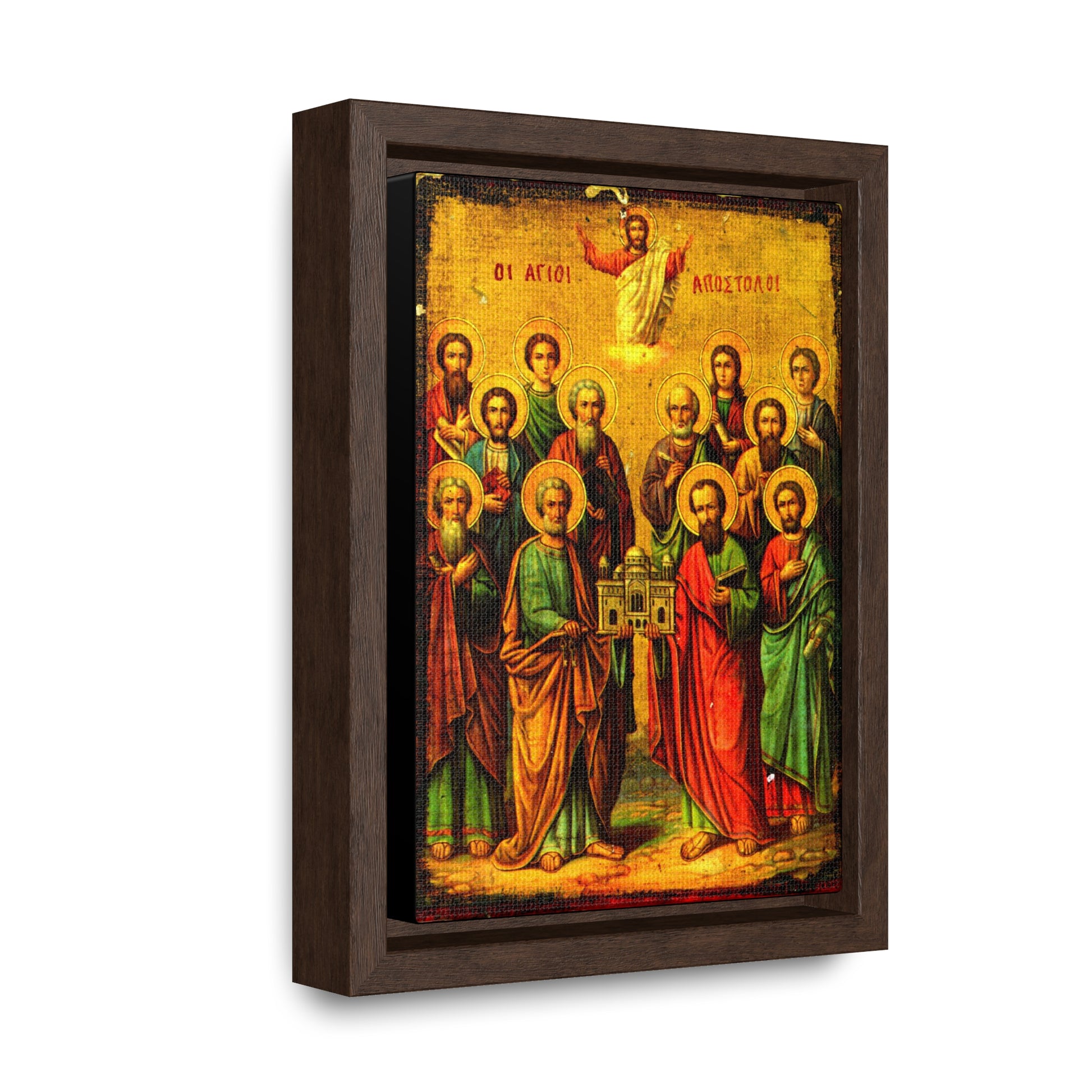 Synaxis of the Apostles Greek Icon - Framed Gallery Canvas Wrap - Sanctus Art Gallery