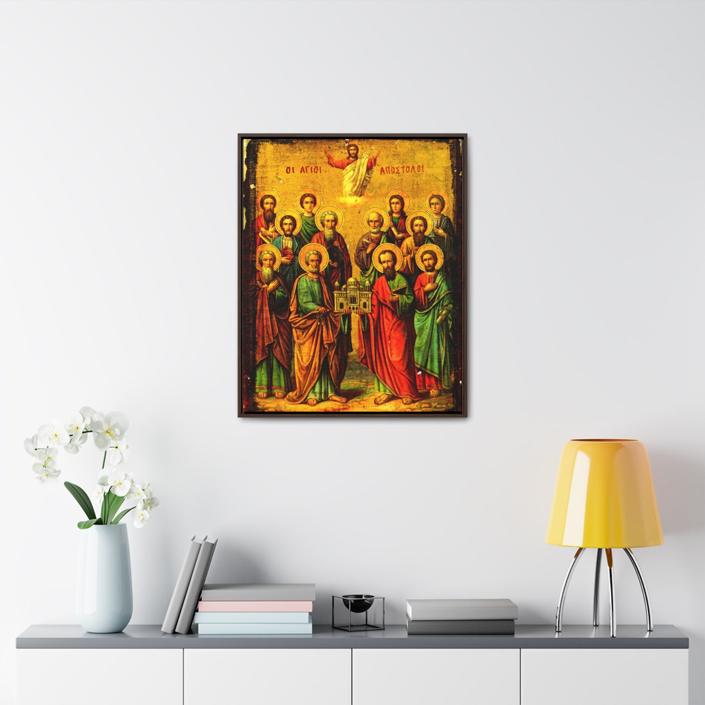 Synaxis of the Apostles Greek Icon - Framed Gallery Canvas Wrap - Sanctus Art Gallery
