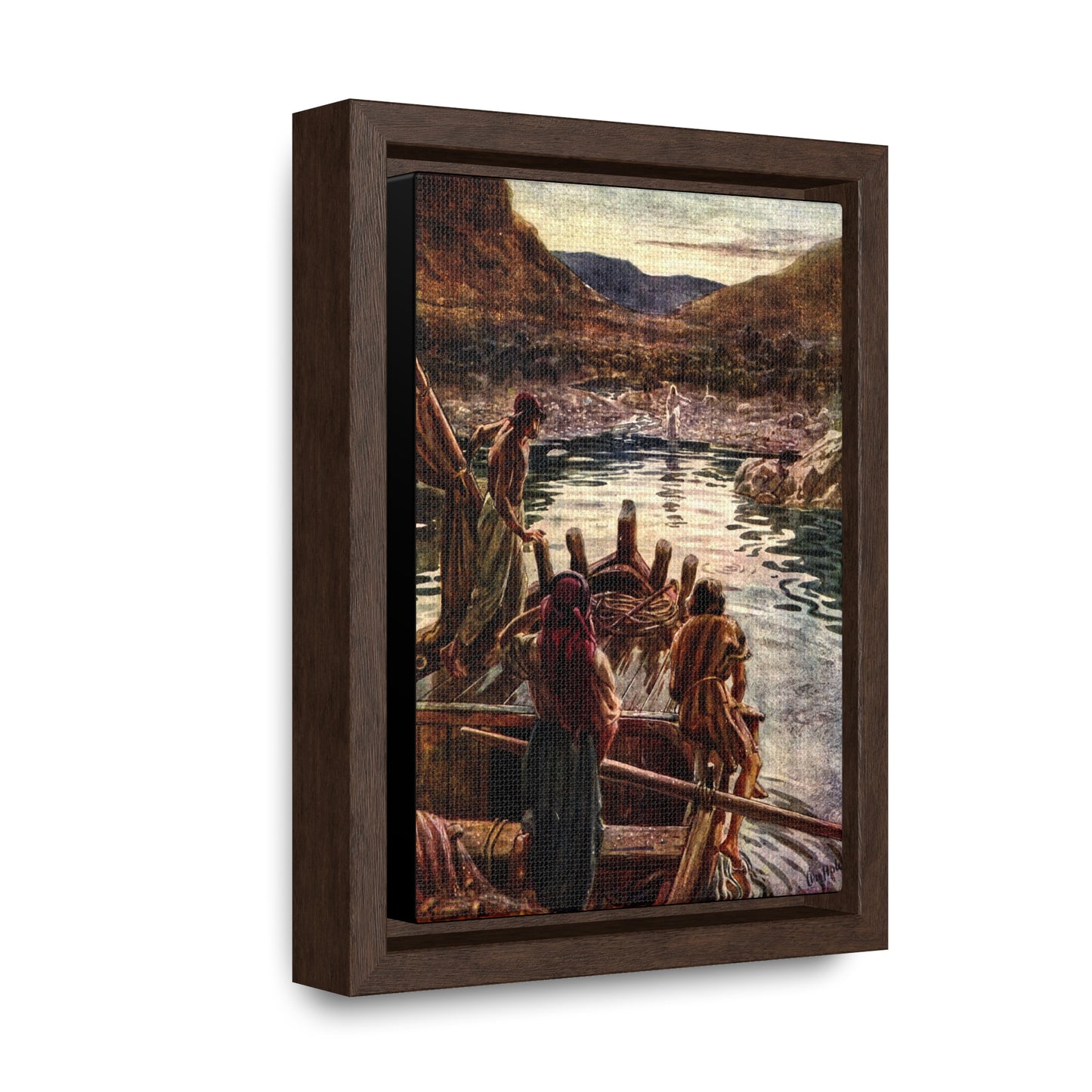 Jesus on the Shore Framed Canvas 5"x7" - Sanctus Art Gallery