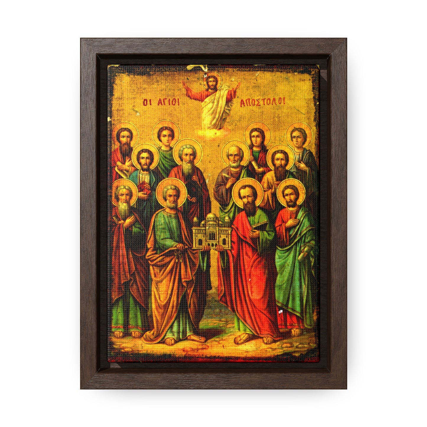 Synaxis of the Apostles Greek Icon Framed Gallery Canvas Wrap 5"x7" - Studio Lams Creative Collective
