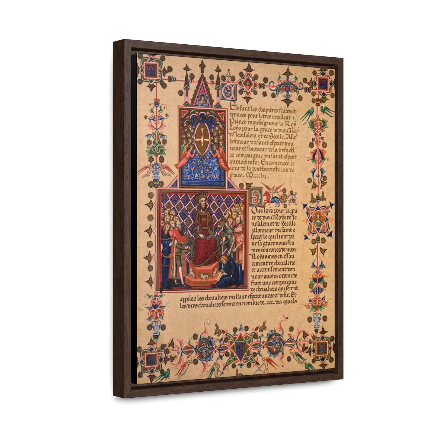Holy Trinity Manuscript Plate II Framed Canvas - Sanctus Art Gallery