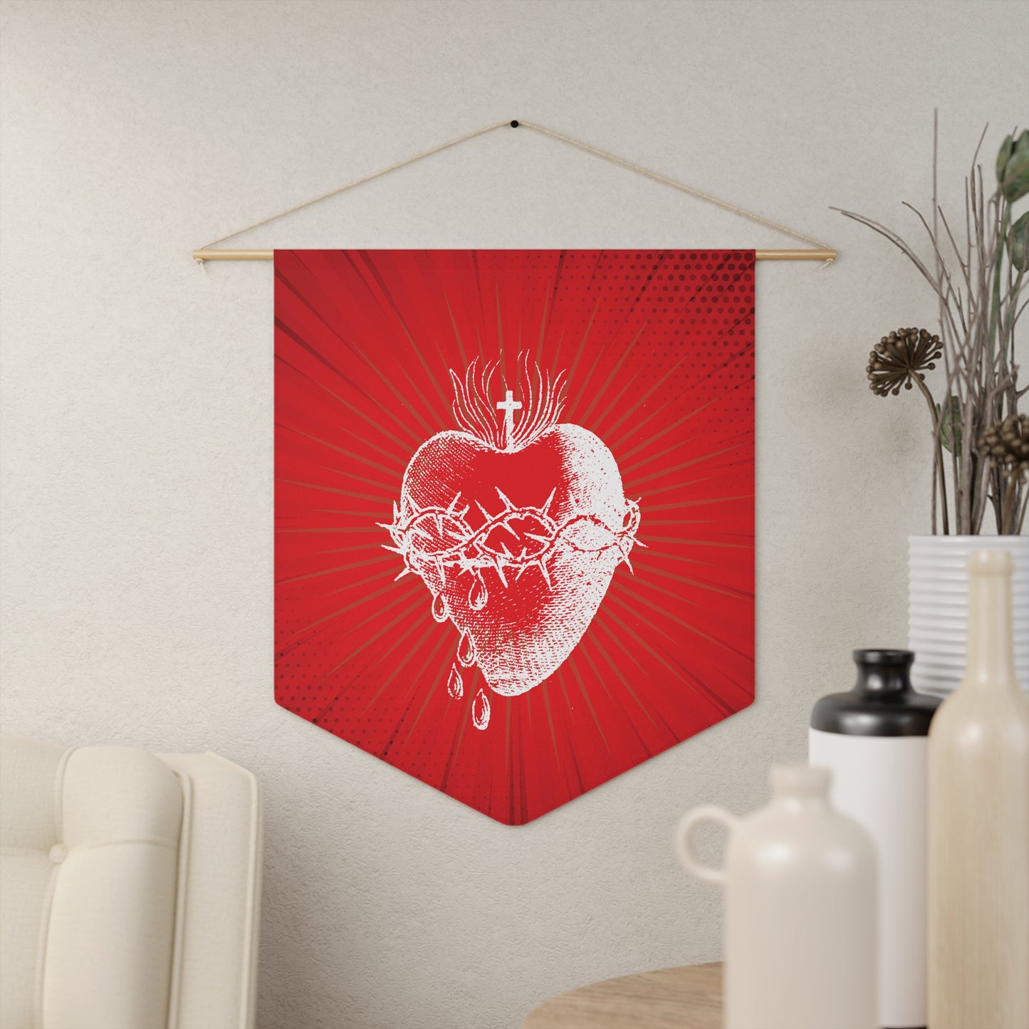 Sacred Heart of Jesus Pennant - Studio Lams Creative Collective