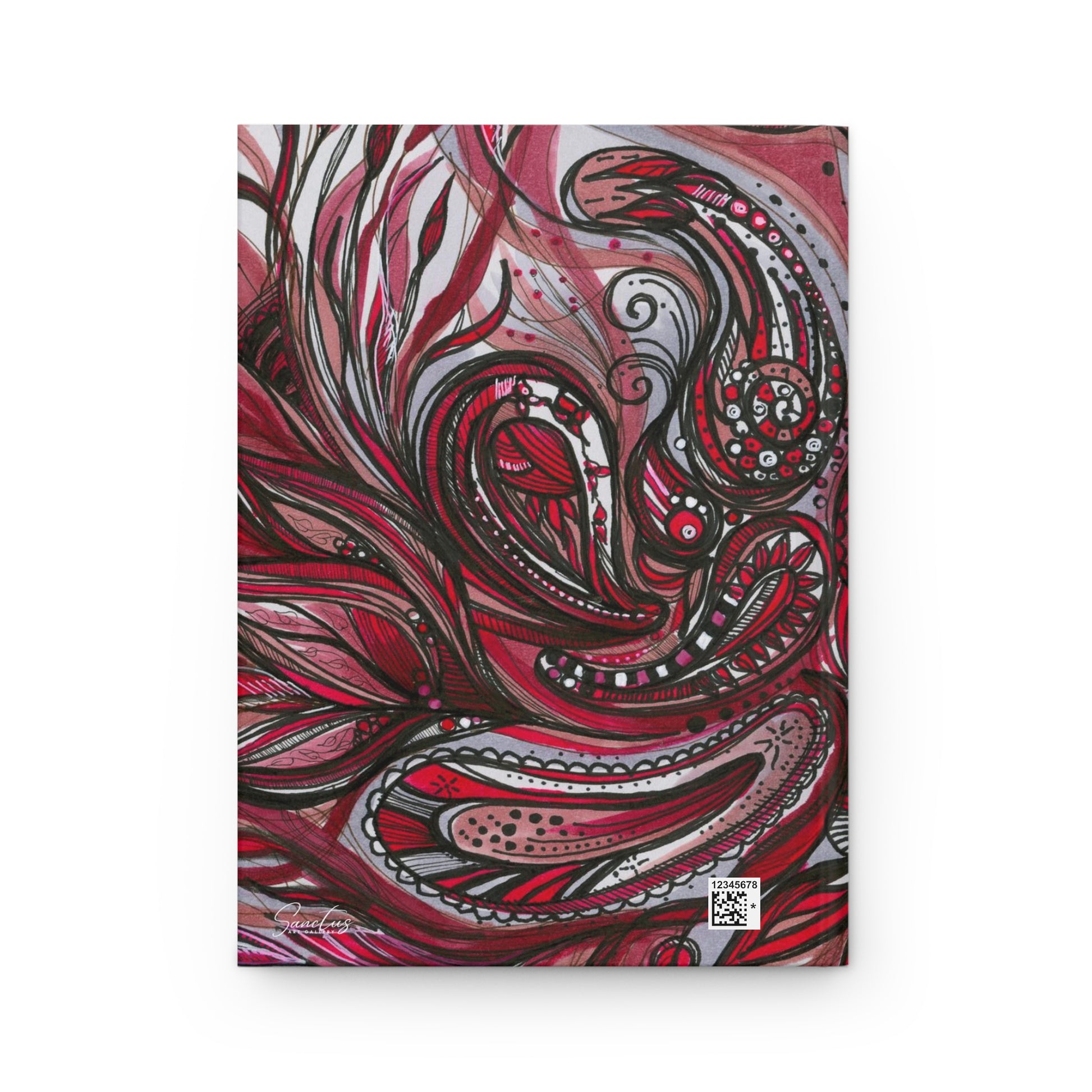 Scarlet Inked Paisleys Hardcover Journal - Sanctus Art Gallery