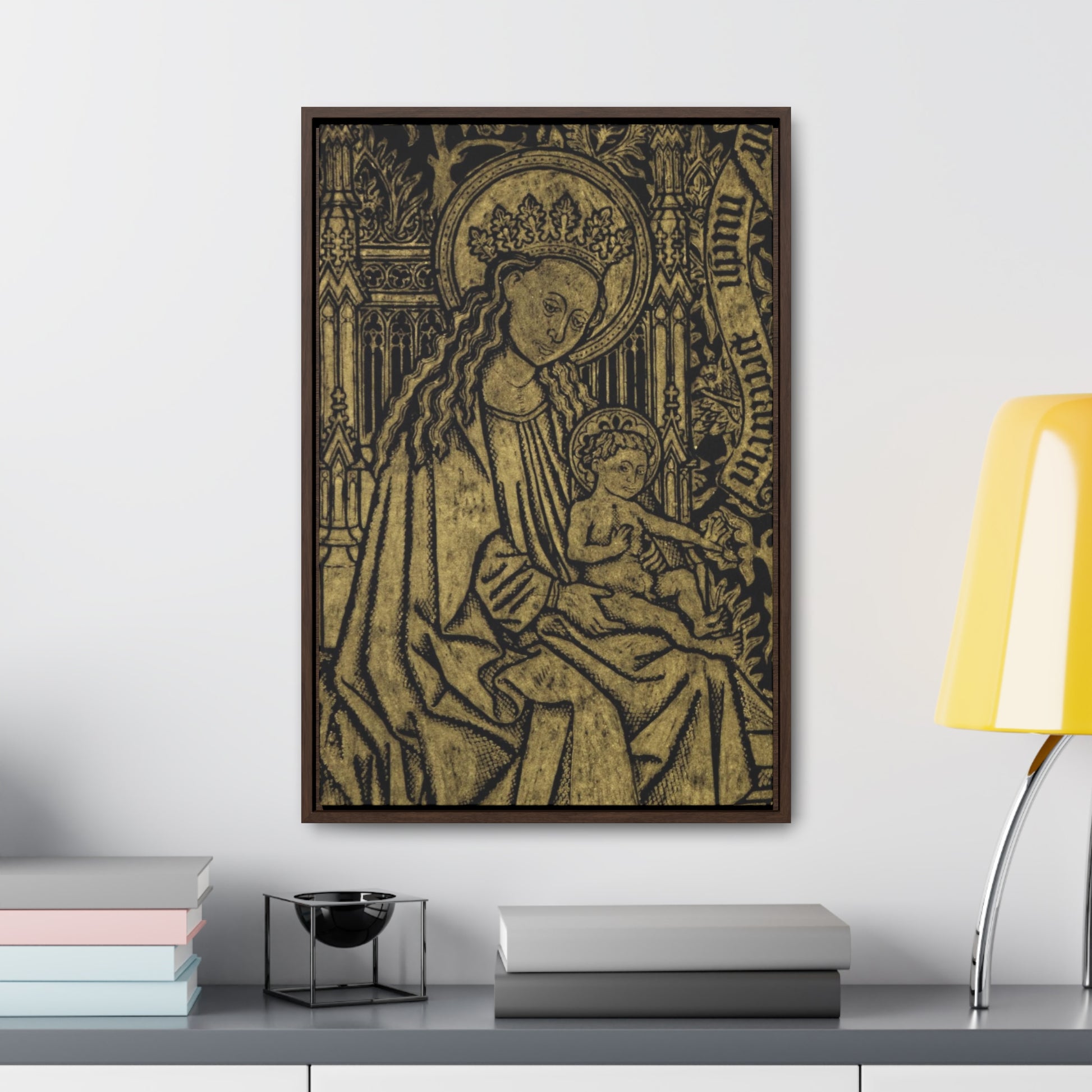 Flemish Blessed Virgin Mary and Jesus - Framed Gallery Canvas Wrap - Sanctus Art Gallery