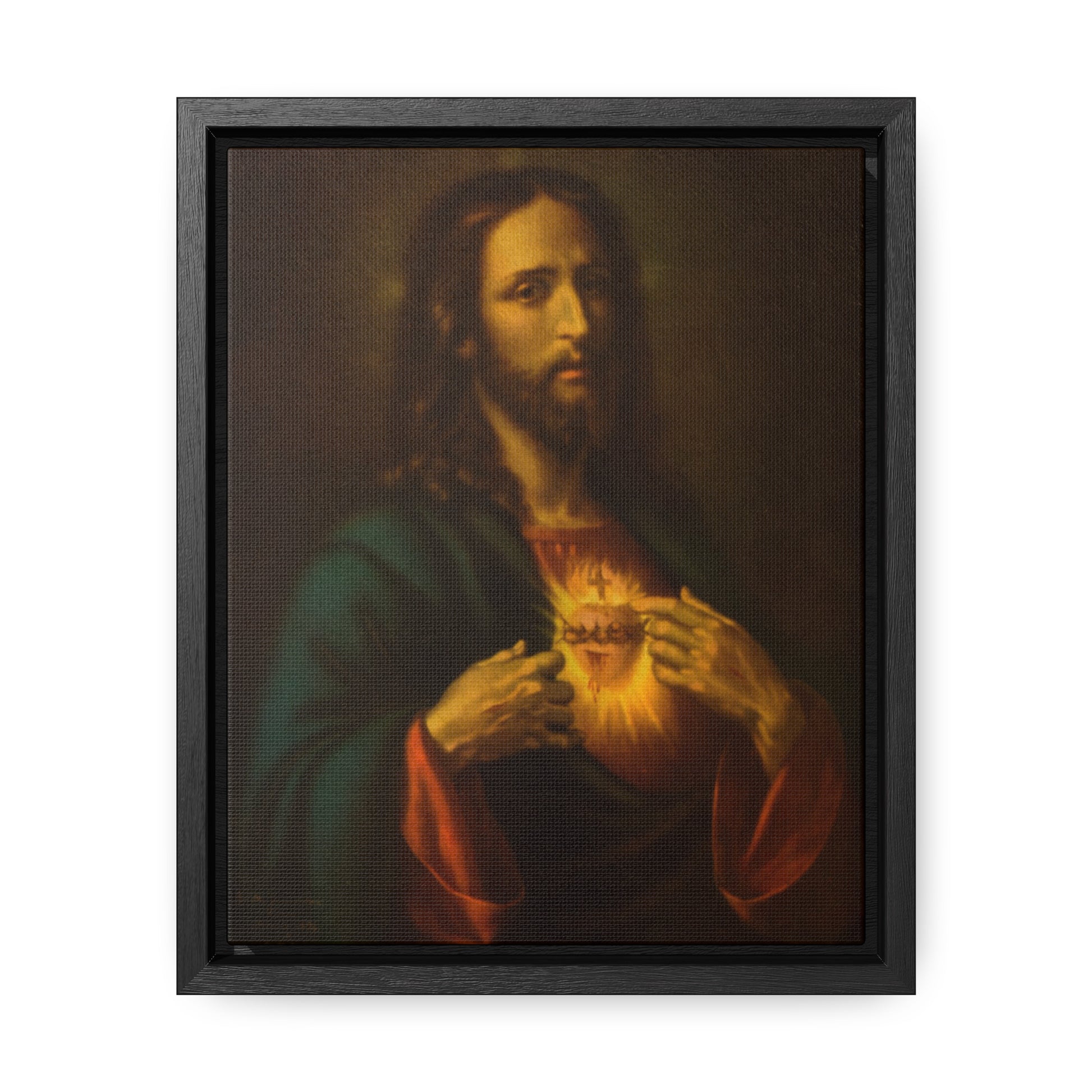 1876 Sacred Heart of Jesus Framed, Gallery Canvas Wrap, 8"x10" - Studio Lams Creative Collective