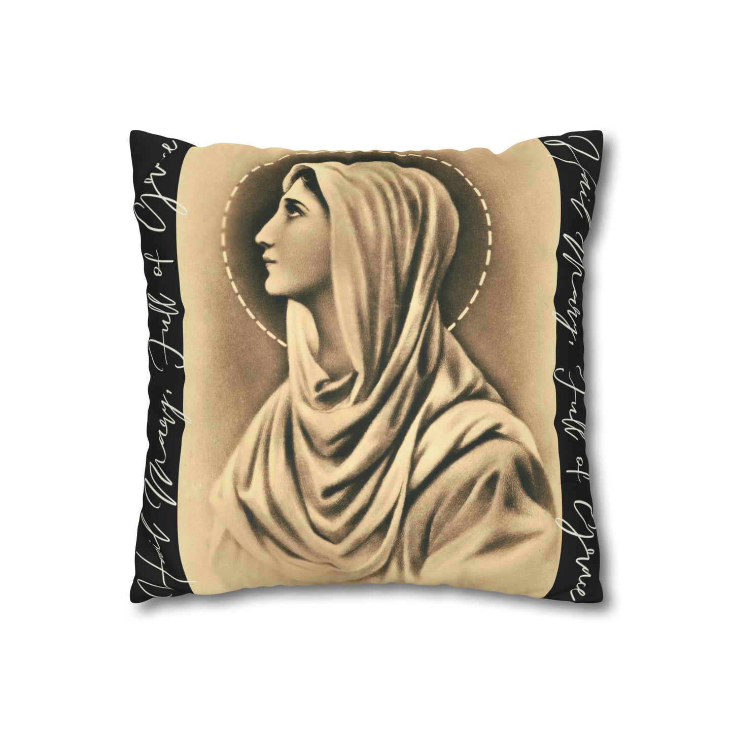 Hail Mary Full of Grace - Faux Suede Square Pillow Case - Studio Lams Creative Collective