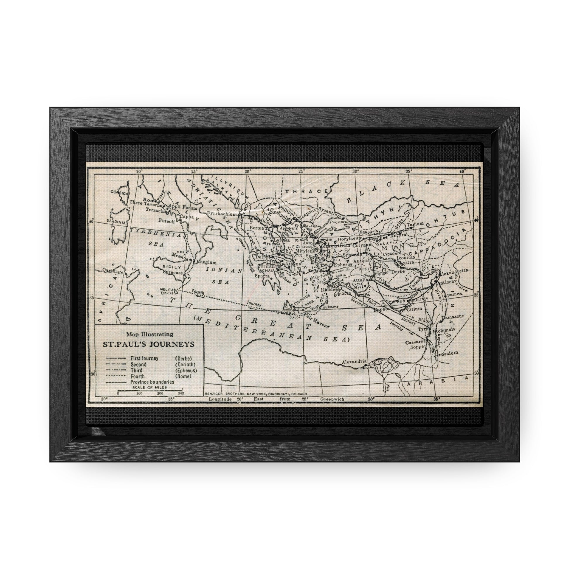 St. Paul's Journeys Monotone Map - Framed Gallery Wrap Canvas 7"x5" - Studio Lams Creative Collective