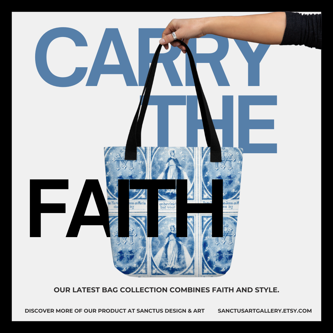 Miraculous Medal in Blue Tote Bag