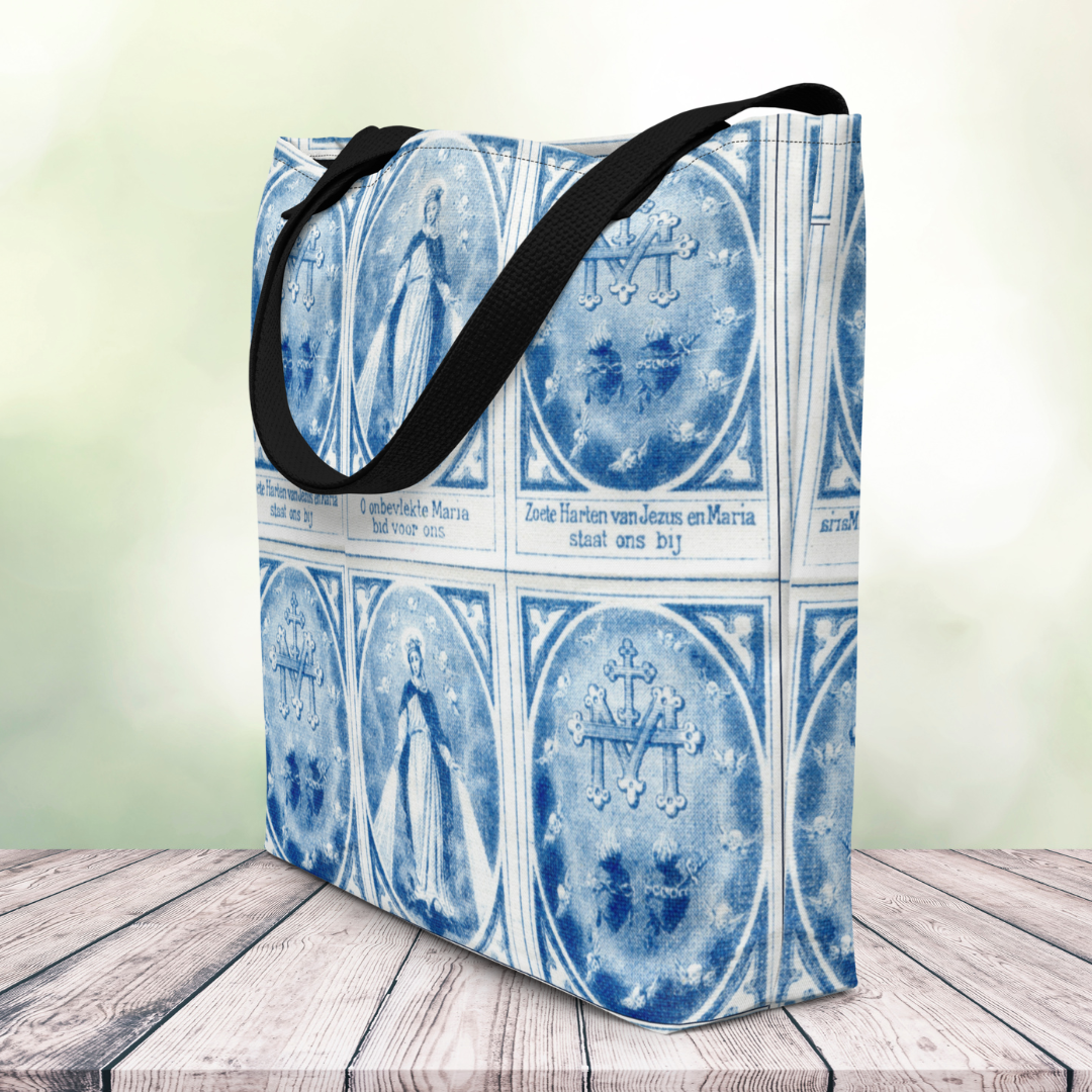 Miraculous Medal Extra Large Tote Bag with Pocket