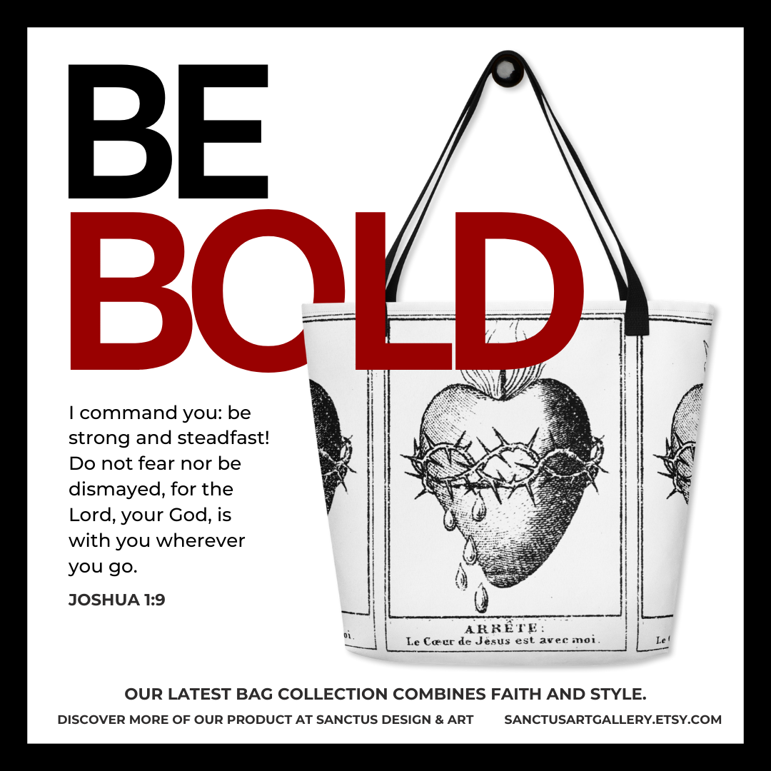 Sacred Heart Large Tote Bag with Pocket