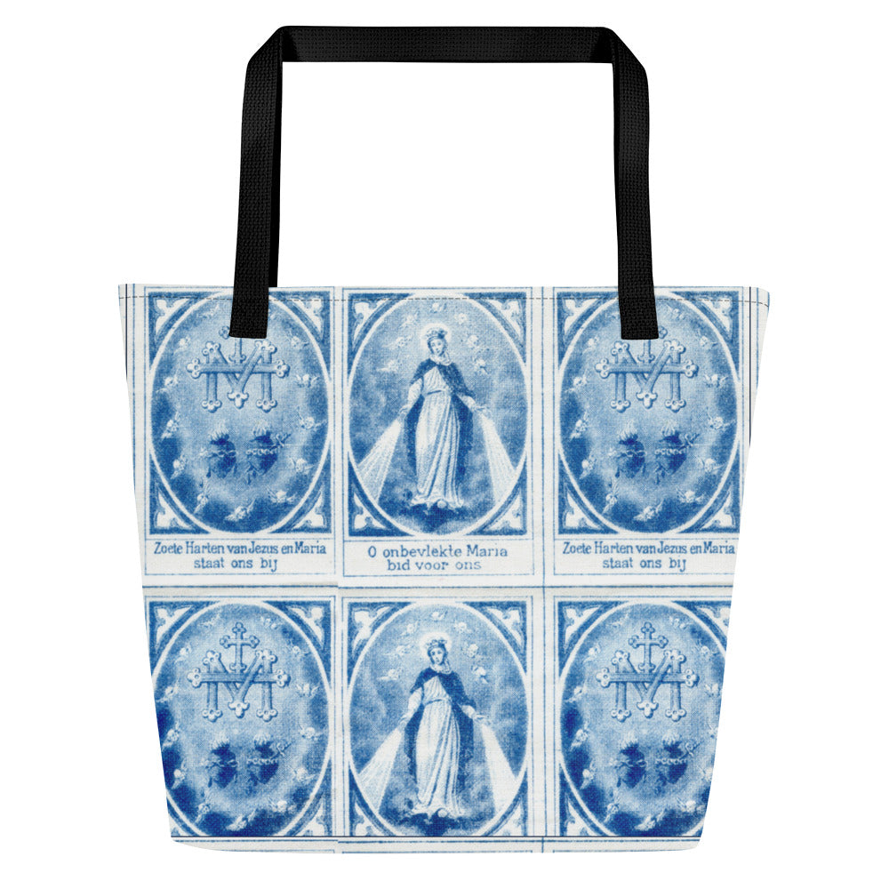 Miraculous Medal Extra Large Tote Bag with Pocket - Sanctus Art Gallery
