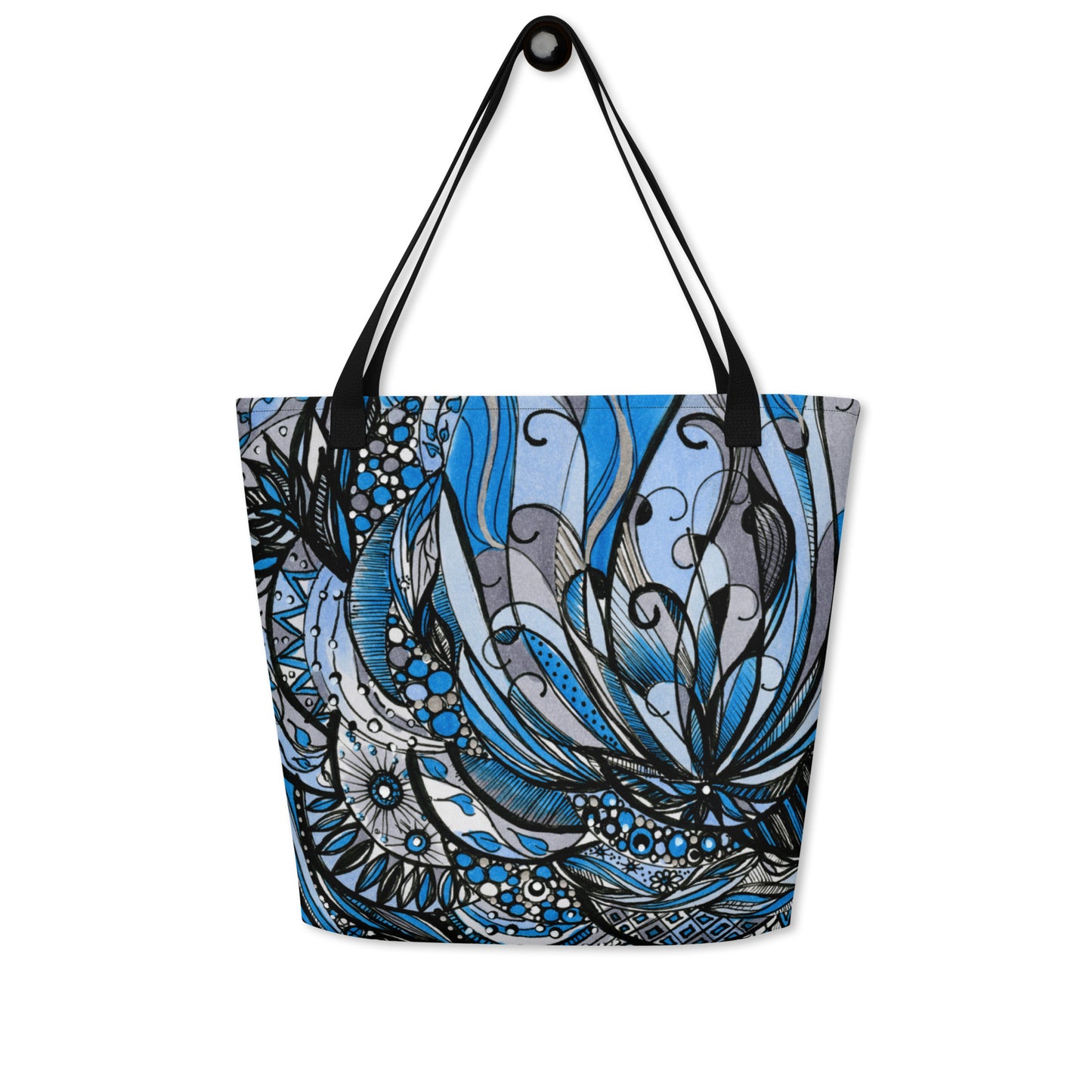 Blue Horizons Large Tote Bag w/ Pocket - Sanctus Art Gallery