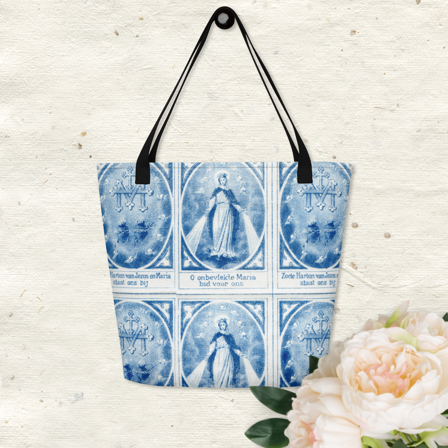 Miraculous Medal Extra Large Tote Bag with Pocket