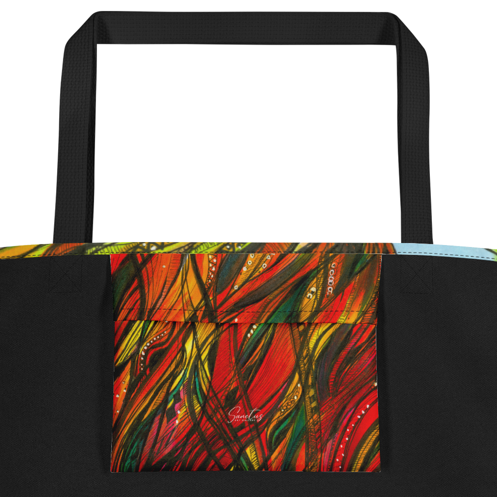 Butterfly Waves Large Tote Bag with Pocket - Sanctus Art Gallery