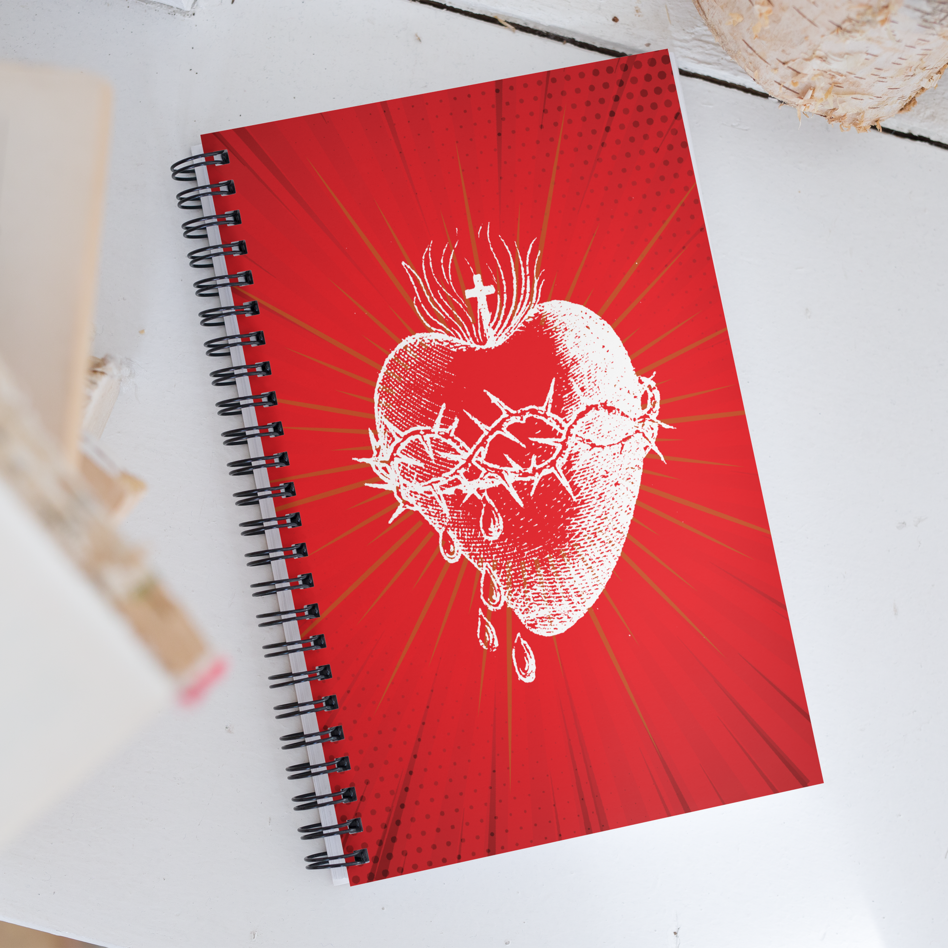 Sacred Heart Spiral Notebook - Red - Studio Lams Creative Collective