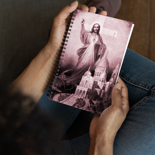 1922 Sacred Heart of Jesus Spiral Notebook - Pink - Sanctus Art Gallery