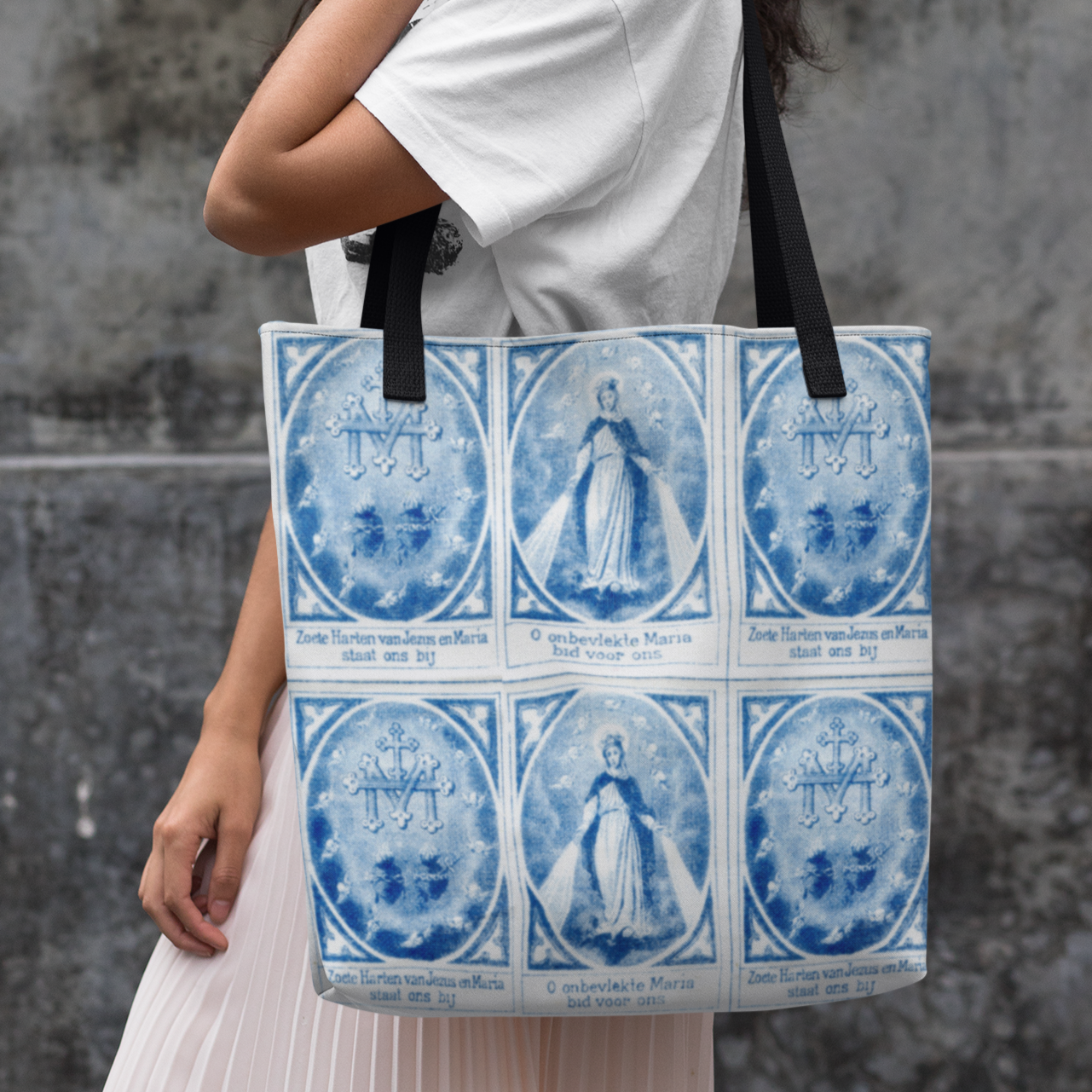 Miraculous Medal Extra Large Tote Bag with Pocket