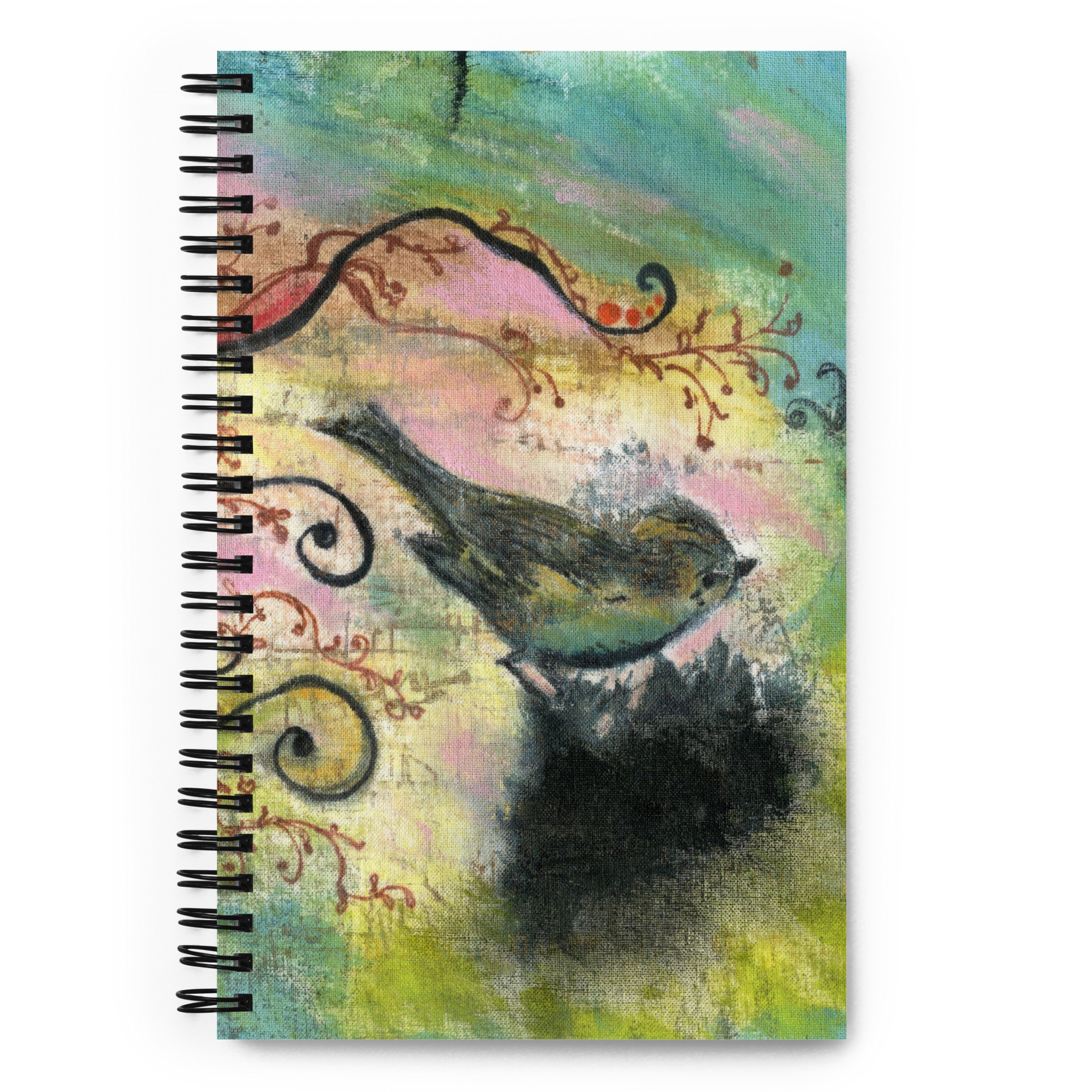 Little Bird Fiber Art Spiral Notebook - Dotted Paper - Studio Lams Creative Collective