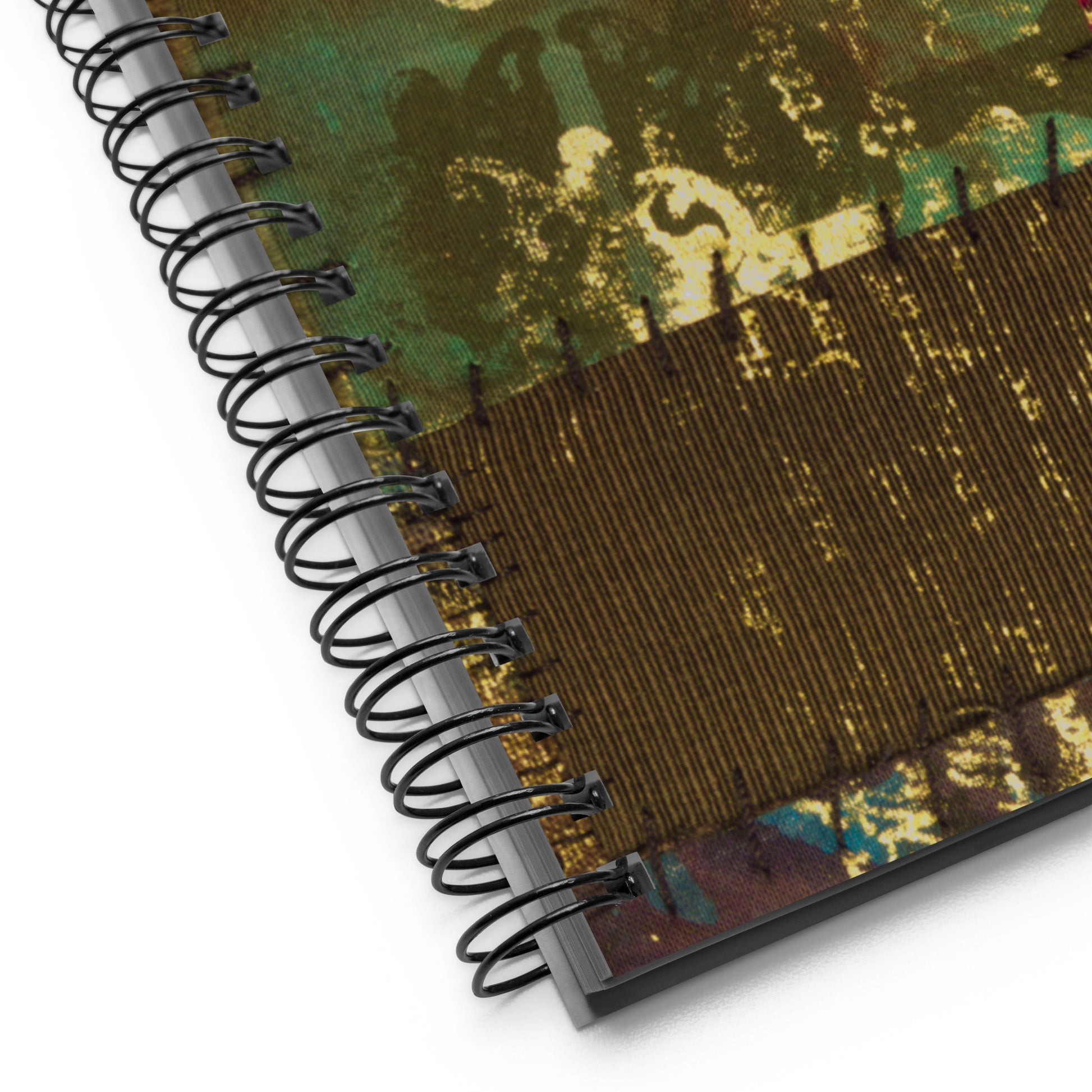 Fractured Cabins Fiber Art Spiral Notebook - Dotted Paper - Studio Lams Creative Collective