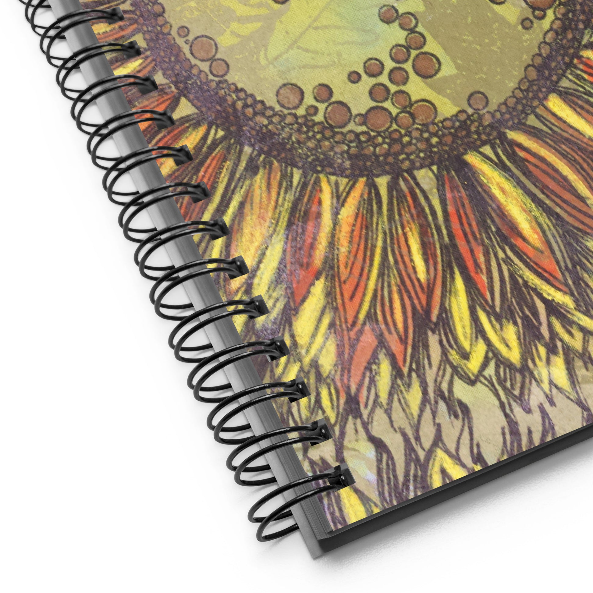 Sunflower Fiber Art Spiral Notebook - Dotted Paper - Studio Lams Creative Collective
